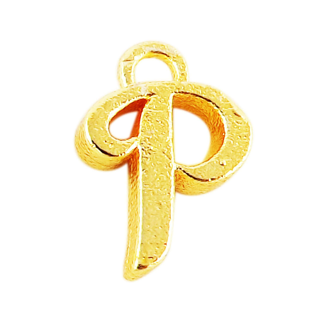 CG-488 18K Gold Overlay Alphabet 'P' Charm Beads Bali Designs Inc 