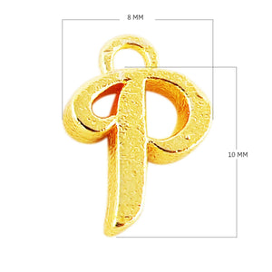 CG-488 18K Gold Overlay Alphabet 'P' Charm Beads Bali Designs Inc 
