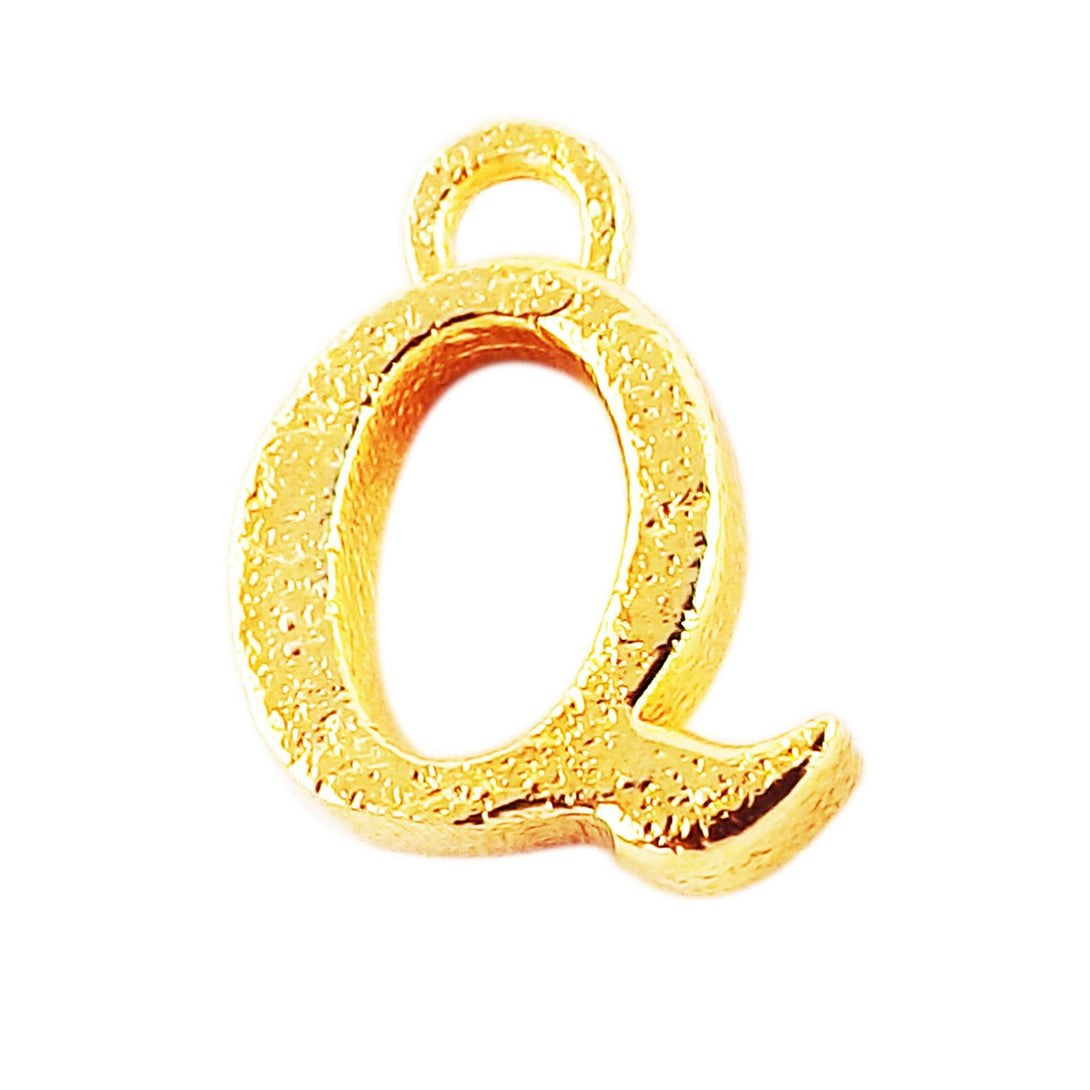 CG-489 18K Gold Overlay Alphabet 'Q' Charm Beads Bali Designs Inc 