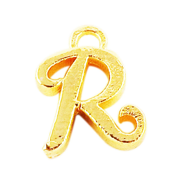 CG-490 18K Gold Overlay Alphabet 'R' Charm Beads Bali Designs Inc 