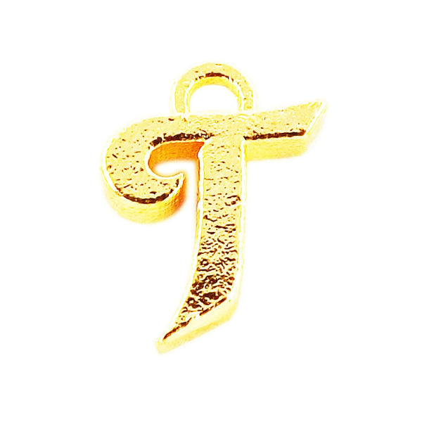 CG-492 18K Gold Overlay Alphabet 'T' Charm Beads Bali Designs Inc 