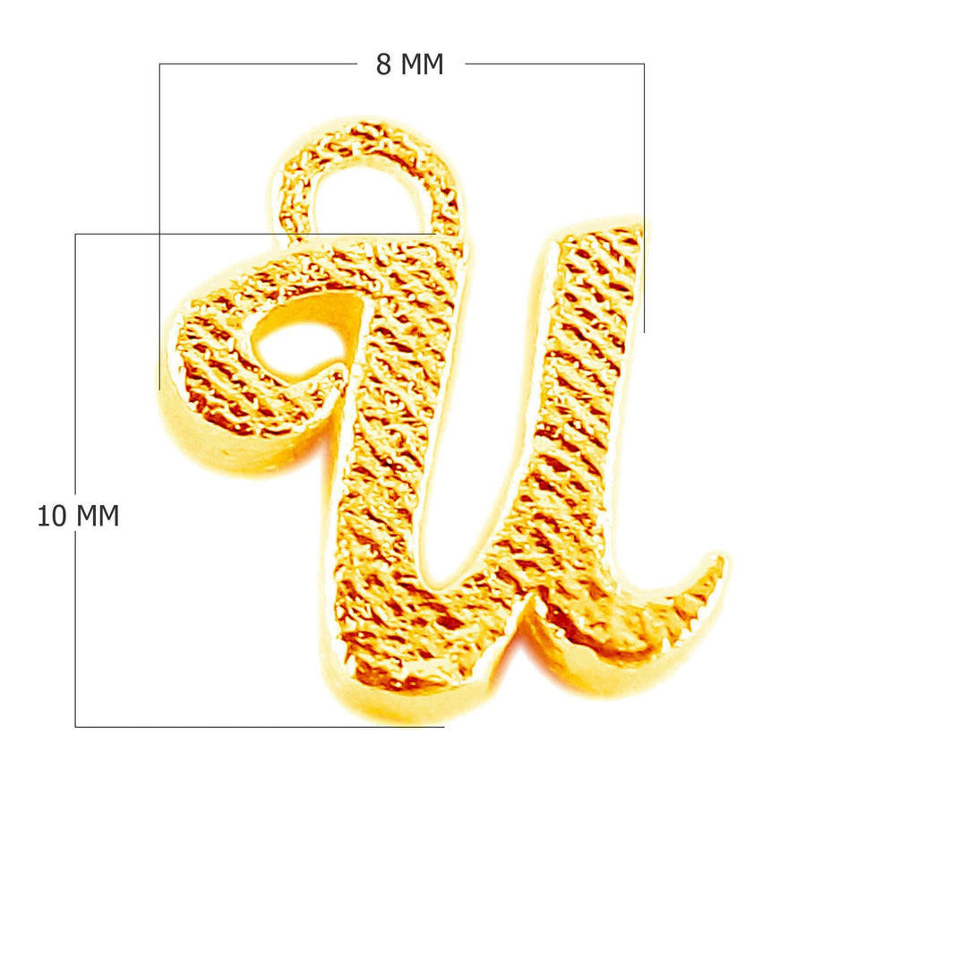 CG-493 18K Gold Overlay Alphabet 'U' Charm Beads Bali Designs Inc 