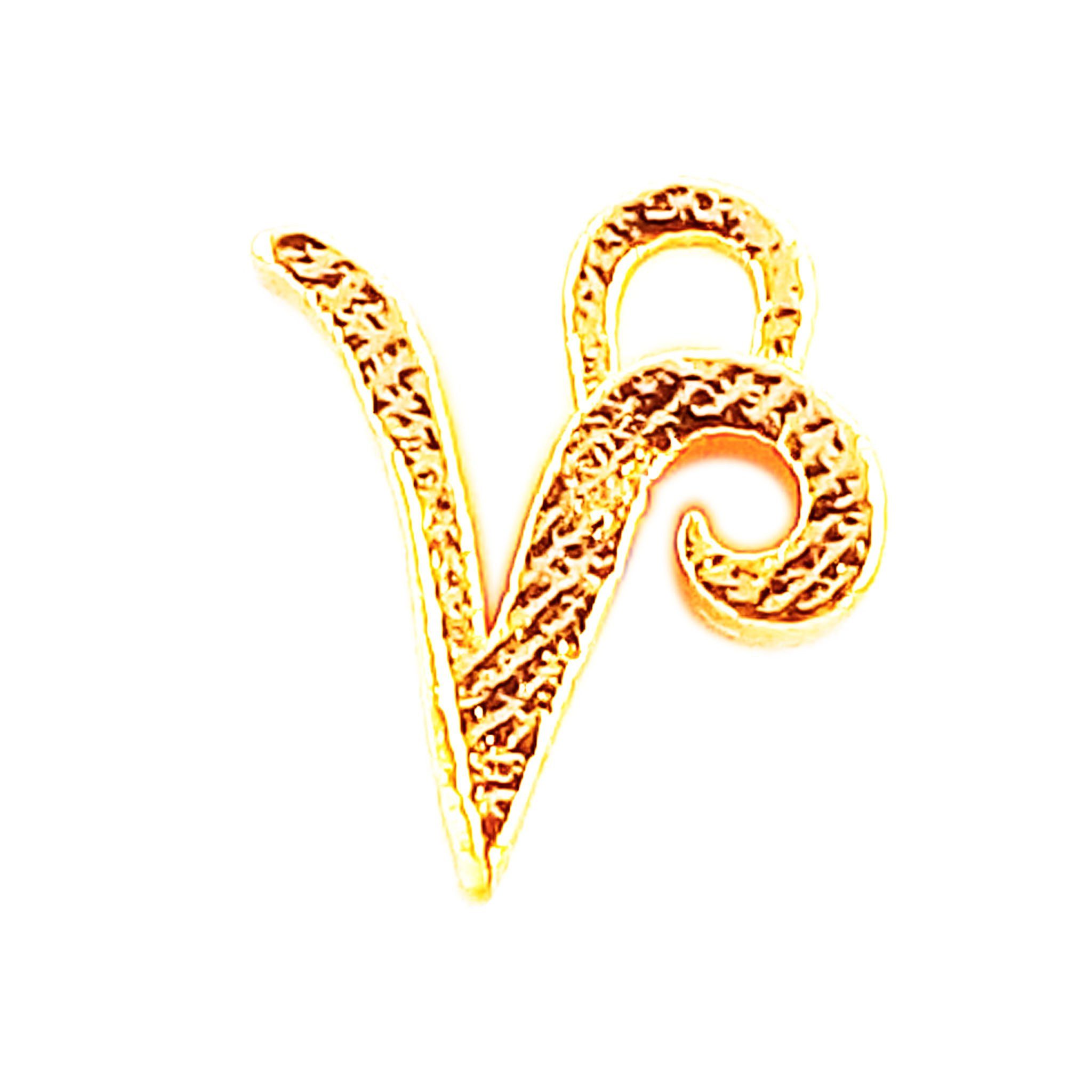 CG-494 18K Gold Overlay Alphabet 'V' Charm Beads Bali Designs Inc 