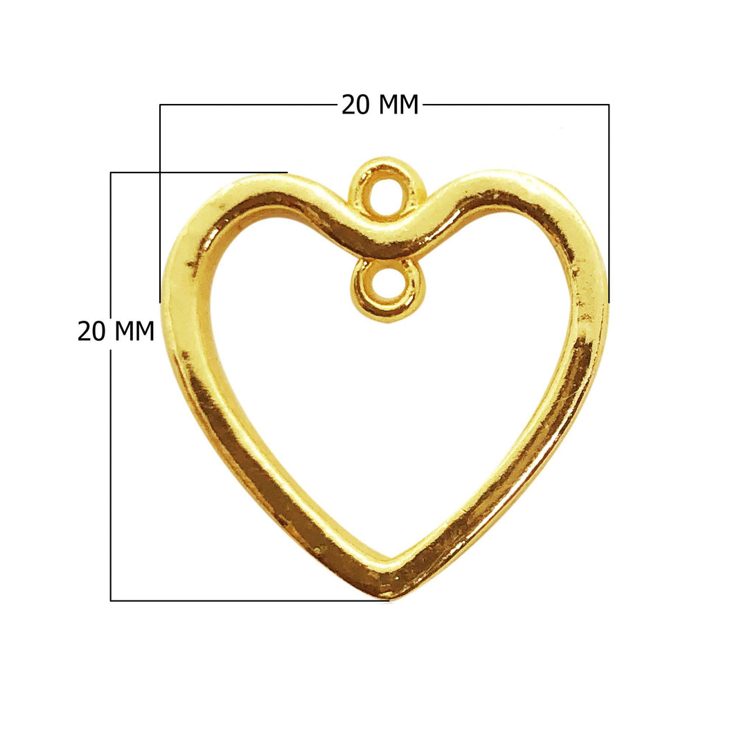 CG-524-20X20MM 18K Gold Overlay Heart Shape Charm Beads Bali Designs Inc 