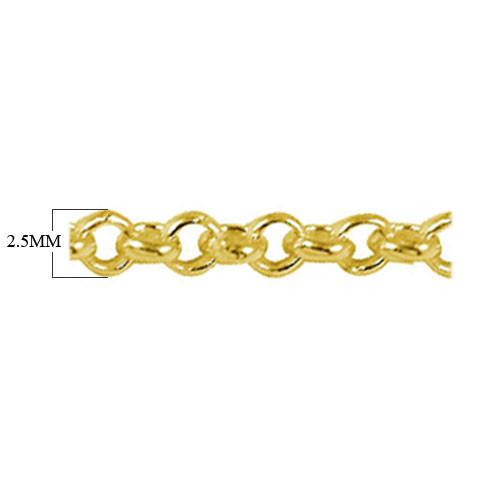 18K Gold Overlay Over Copper rounded link chain handcrafted in India and sold per foot for professional jewelry making use