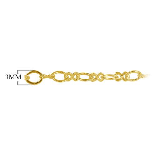 18K Gold Overlay Over Copper mixed oval link beading chain handcrafted in India and sold per foot for jewelry making