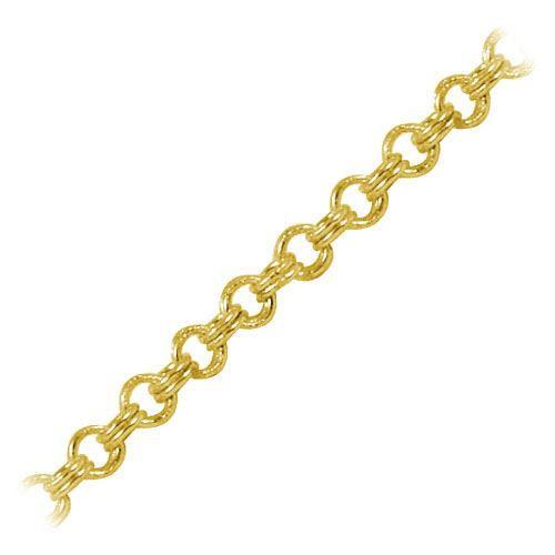 18K Gold Overlay Over Copper fine oval beading chain handcrafted in India and sold per foot for jewelry making use