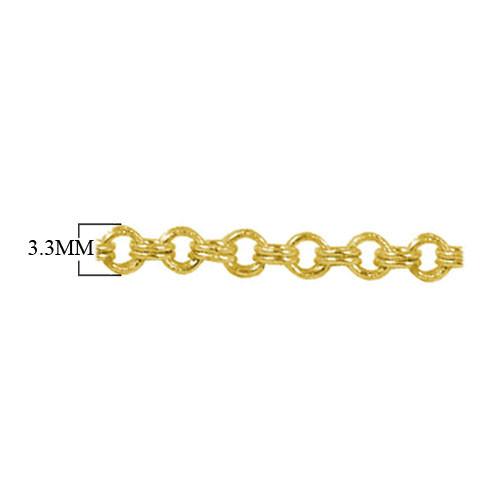 18K Gold Overlay Over Copper fine oval beading chain handcrafted in India and sold per foot for jewelry making use