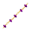 18K Gold Overlay Over Copper Amethyst Quartz beaded chain handcrafted in India and sold per foot for jewelry making use