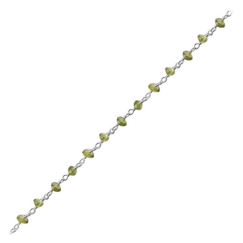 18K Gold Overlay Over Copper Peridot Quartz beaded chain handcrafted in India and sold per foot for jewelry making use
