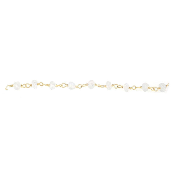 CHG-118-RM 18K Gold Overlay Beading & Extender Rainbow Moonstone Chain Beads Bali Designs Inc 