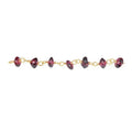 18K Gold Overlay Over Copper Red Garnet Quartz rondelle beaded chain handcrafted in India and sold per foot for jewelry making