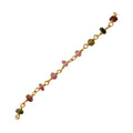 18K Gold Overlay Over Copper Tourmaline multi color beaded chain handcrafted in India and sold per foot for jewelry making use