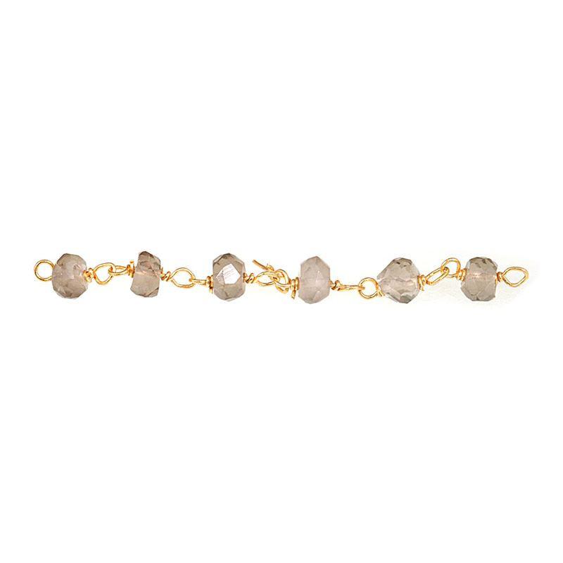 18K Gold Overlay Over Copper beaded Smokey Quartz chain with faceted round stones designed for wholesale jewelry manufacturing and bulk production use