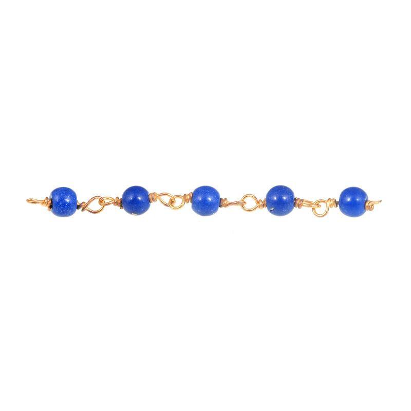 18K Gold Overlay Over Copper beaded Lapis chain with smooth round stones designed for wholesale jewelry manufacturing and bulk production applications
