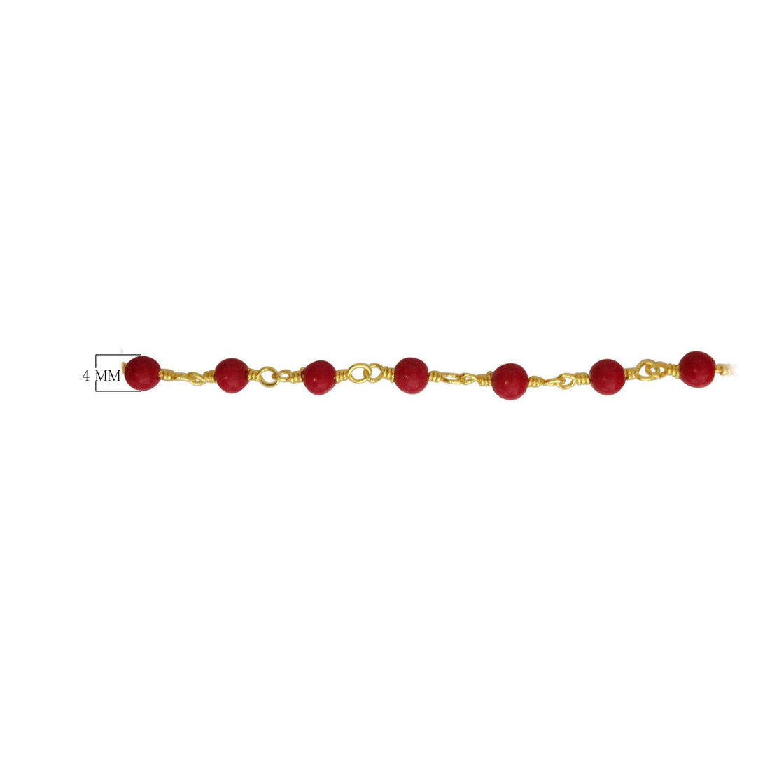 CHG-142-CR 18K Gold Overlay Beading & Extender Coral Chain Beads Bali Designs Inc 
