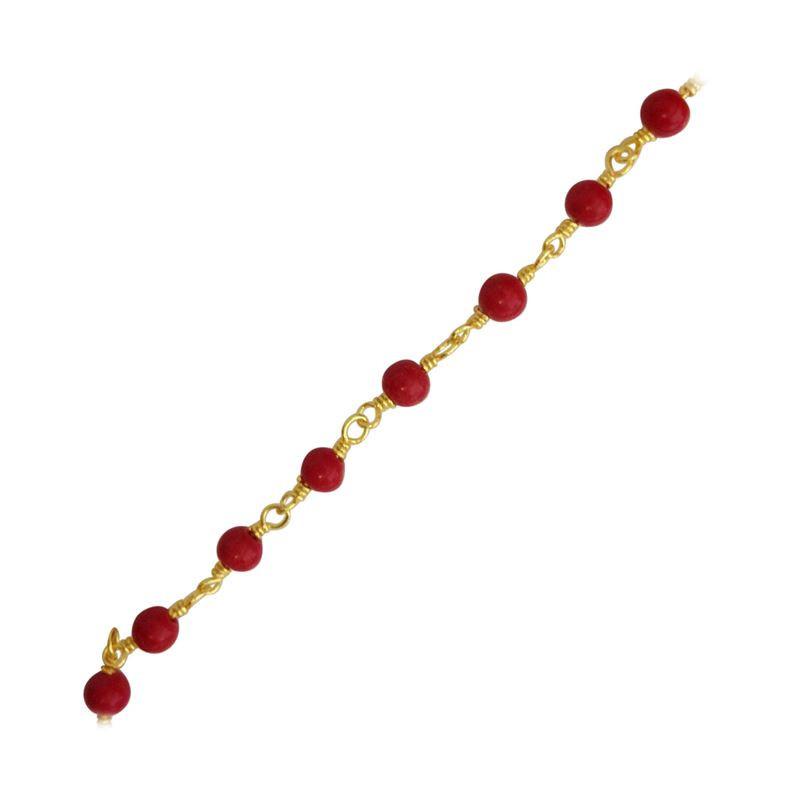CHG-142-CR 18K Gold Overlay Beading & Extender Coral Chain Beads Bali Designs Inc 