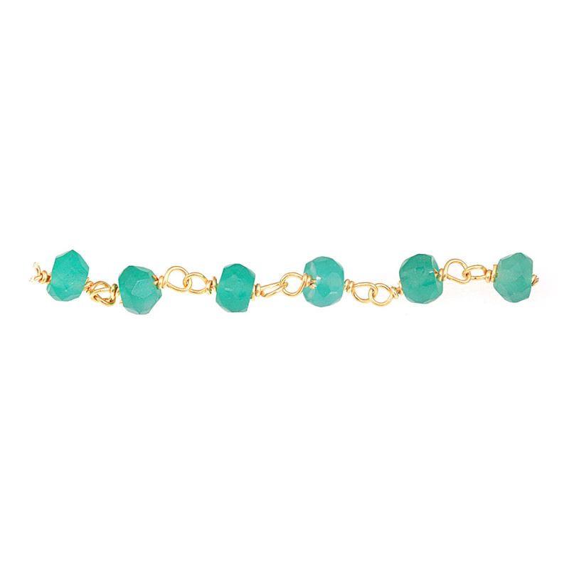 18K Gold Overlay Over Copper beaded Green Onyx chain with faceted round stones designed for wholesale jewelry manufacturing and bulk production applications