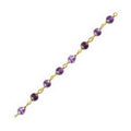 18K Gold Overlay Over Copper beaded Amethyst Quartz chain with smooth round stones designed for wholesale jewelry manufacturing and bulk production applications