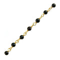 18K Gold Overlay Over Copper beaded Black Onyx chain with smooth round stones designed for wholesale jewelry manufacturing and bulk production applications