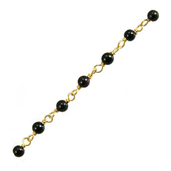 CHG-160-OX 18K Gold Overlay Beading & Extender Black Onyx Chain Beads Bali Designs Inc 