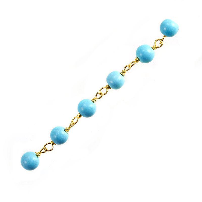 CHG-163-TQ 18K Gold Overlay Beading & Extender Turquoise Chain Beads Bali Designs Inc 