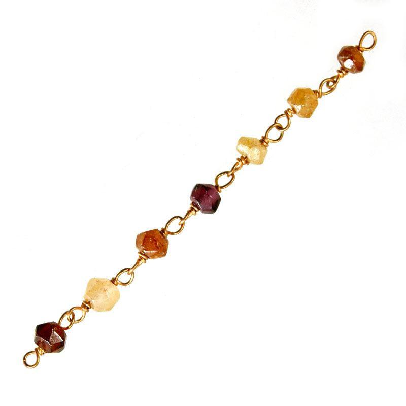 18K Gold Overlay Over Copper beaded Hesonite chain with faceted round stones designed for wholesale jewelry manufacturing and bulk production applications