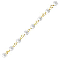 18K Gold Overlay Over Copper beaded Mabe Pearl chain with smooth round stones designed for wholesale jewelry manufacturing and bulk production applications