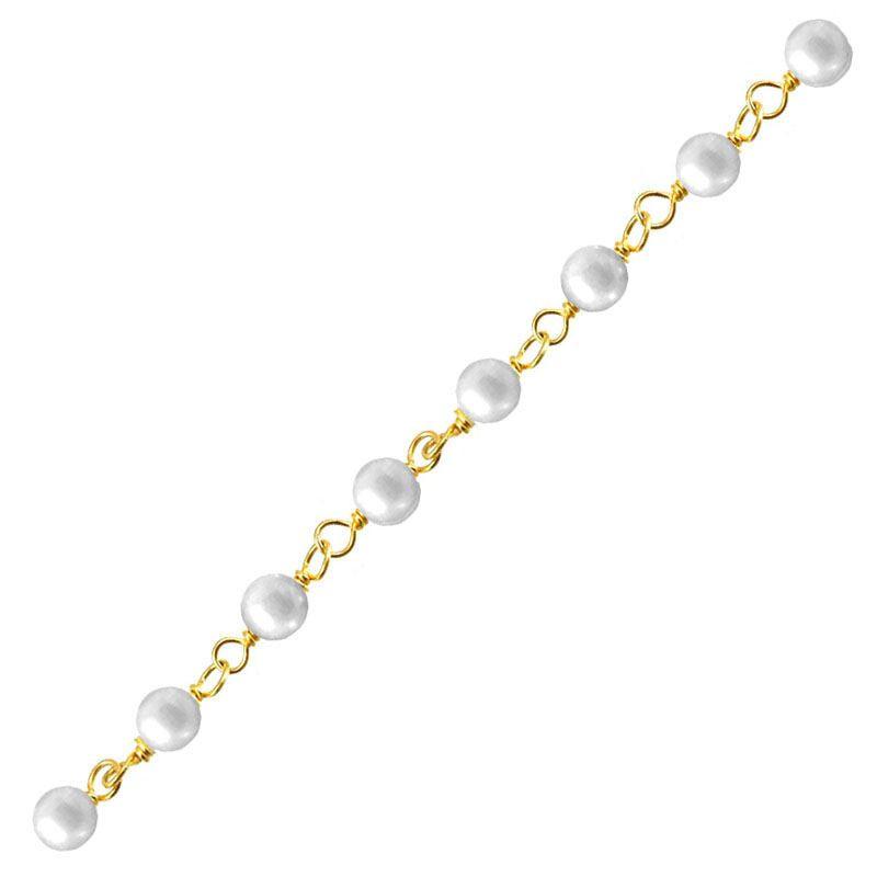 18K Gold Overlay Over Copper beaded Mabe Pearl chain with smooth round stones designed for wholesale jewelry manufacturing and bulk production applications