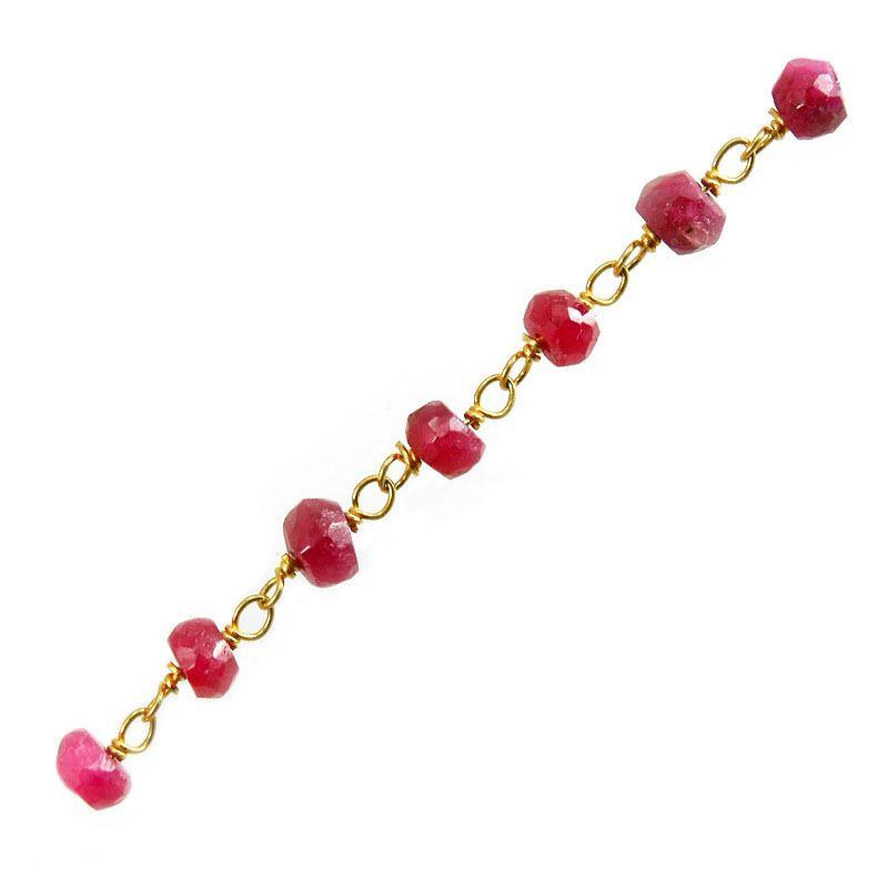 CHG-167-RB 18K Gold Overlay Beading & Extender Ruby Chain Beads Bali Designs Inc 