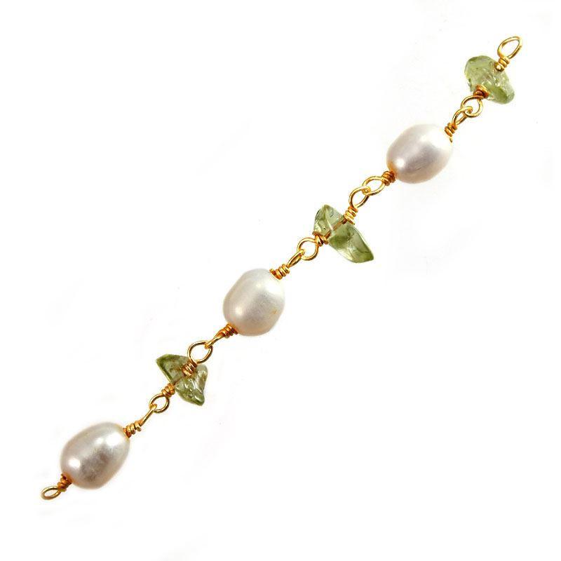 CHG-177-CO1 18K Gold Overlay Beading & Extender Pearl, Peridot Chain Beads Bali Designs Inc 