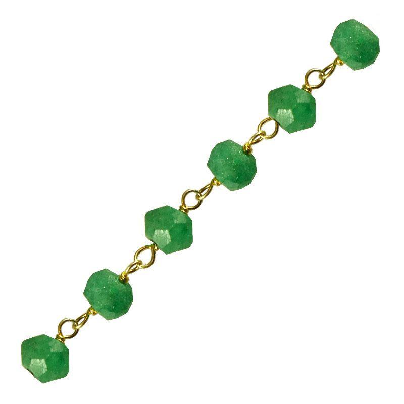 18K Gold Overlay Over Copper beaded Emerald chain with faceted round stones designed for wholesale jewelry manufacturing and bulk production applications