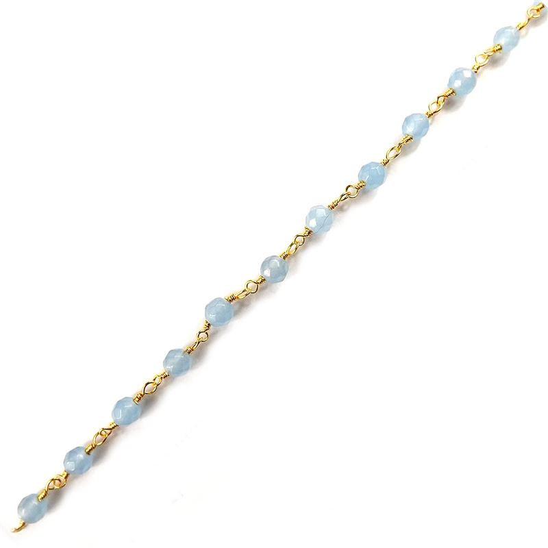 18K Gold Overlay Over Copper Chalcedony Quartz beaded chain with faceted round stones developed for bulk jewelry manufacturing and commercial production use