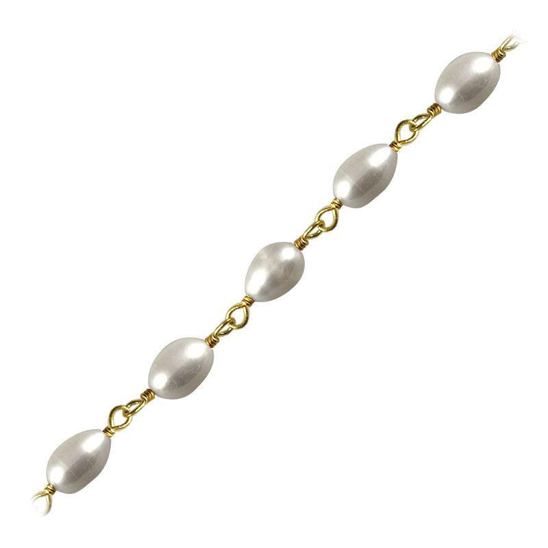 CHG-189-PE 18K Gold Overlay Beading & Extender Pearl Chain Beads Bali Designs Inc 