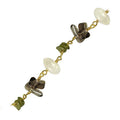 18K Gold Overlay Over Copper mixed stone chain with Rainbow Moonstone Peridot Quartz and Smoky Quartz designed for bulk jewelry manufacturing and commercial production use