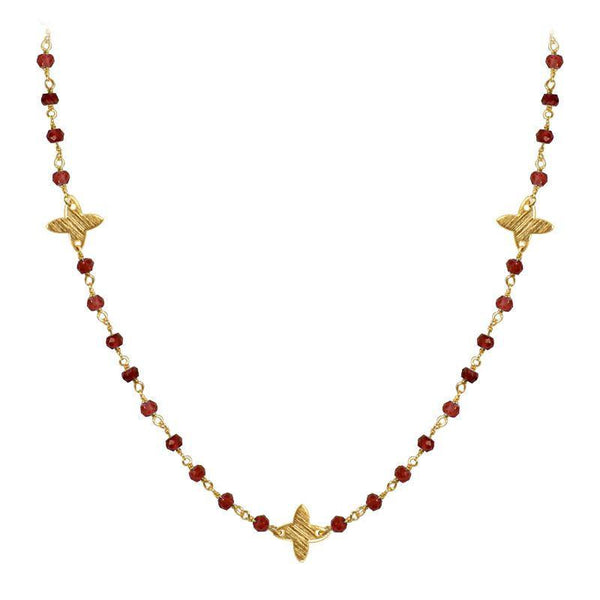 CHG-197-GA-18" 18K Gold Overlay Necklace With Garnet Beads Bali Designs Inc 