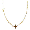 18K Gold Overlay Over Copper Mabe Pearl beaded necklace with butterfly connectors and hook lock designed for bulk jewelry manufacturing and wholesale production use