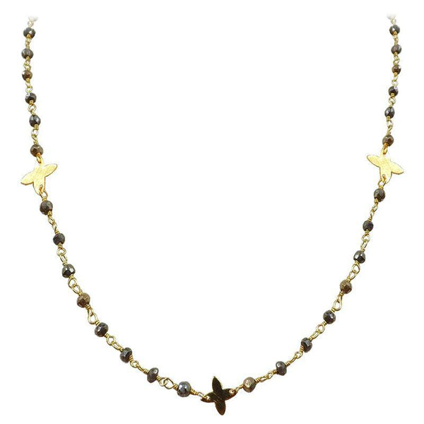 CHG-197-PY-18" 18K Gold Overlay Necklace With Pyrite Beads Bali Designs Inc 