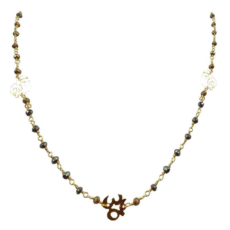 CHG-197-PY-OM-18" 18K Gold Overlay Necklace With Pyrite Beads Bali Designs Inc 
