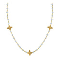 CHG-197-RM-18" 18K Gold Overlay Necklace With Rainbow Moonstone Beads Bali Designs Inc 