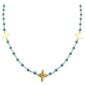 CHG-197-TU-18" 18K Gold Overlay Necklace With Turquoise Beads Bali Designs Inc 