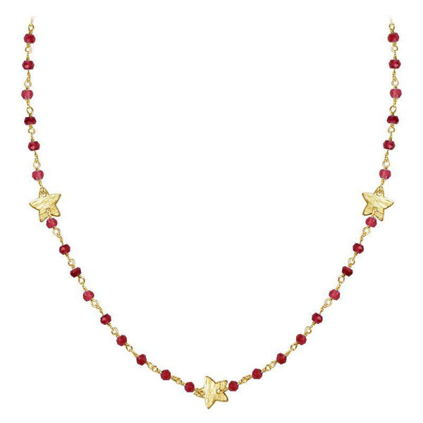 CHG-198-GA-18" 18K Gold Overlay Necklace With Garnet Beads Bali Designs Inc 