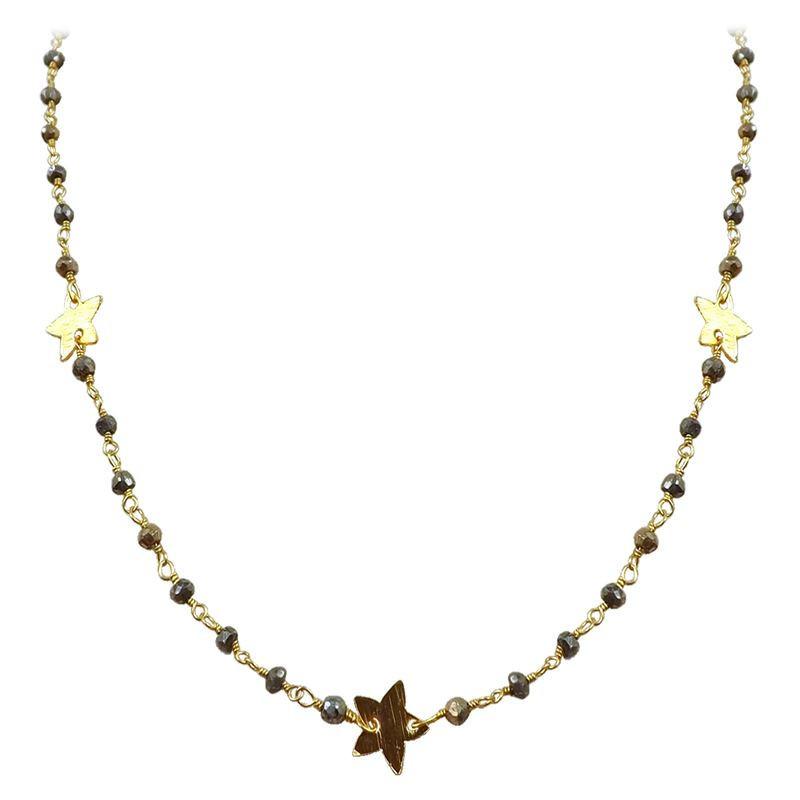 CHG-198-PY-18" 18K Gold Overlay Necklace With Pyrite Beads Bali Designs Inc 