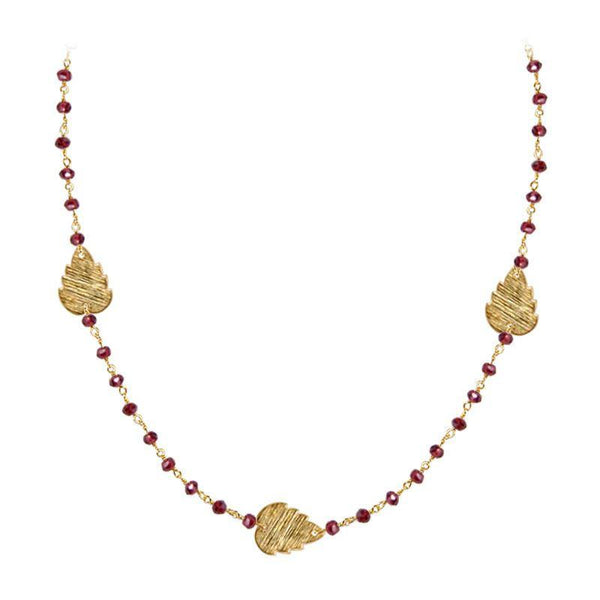 CHG-200-GA-18" 18K Gold Overlay Necklace With Garnet Beads Bali Designs Inc 