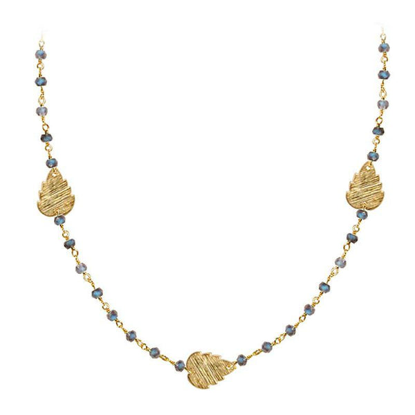 CHG-200-LB-18" 18K Gold Overlay Necklace With Labradorite Beads Bali Designs Inc 