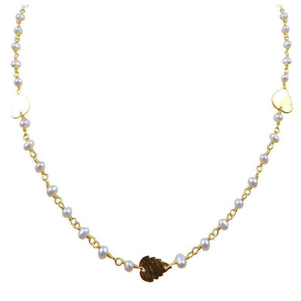 CHG-200-PE-18" 18K Gold Overlay Necklace With Pearl Beads Bali Designs Inc 
