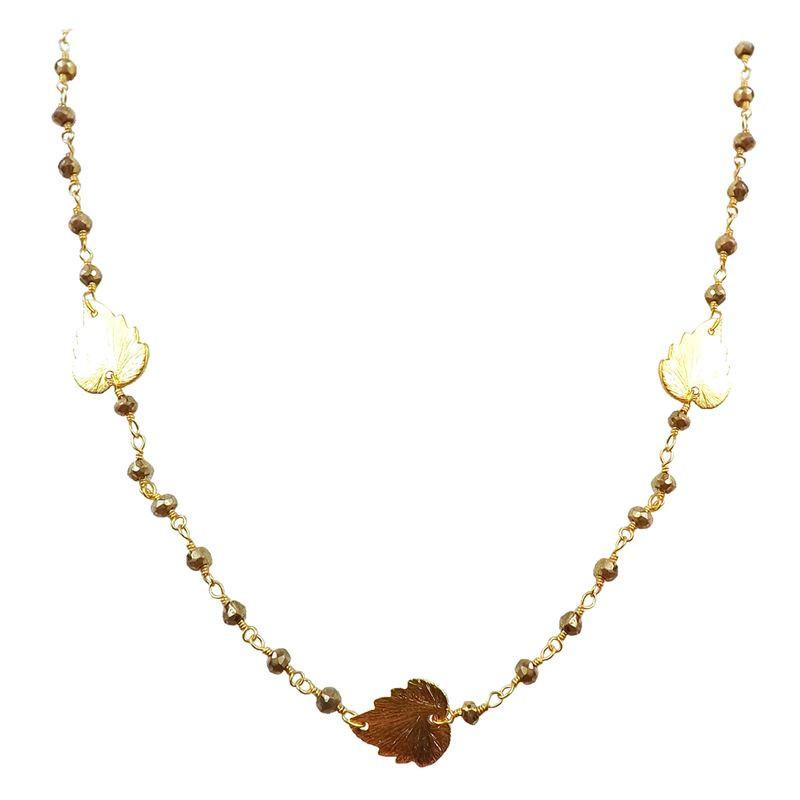 CHG-200-PY-18" 18K Gold Overlay Necklace With Pyrite Beads Bali Designs Inc 
