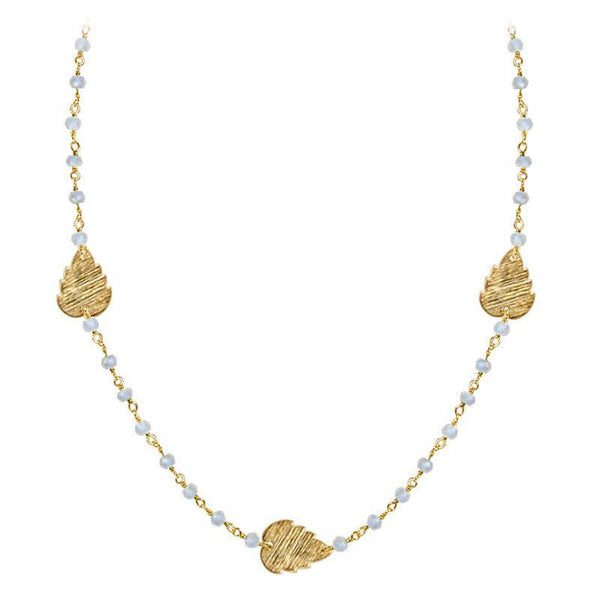 CHG-200-RM-18" 18K Gold Overlay Necklace With Rainbow Moonstone Beads Bali Designs Inc 