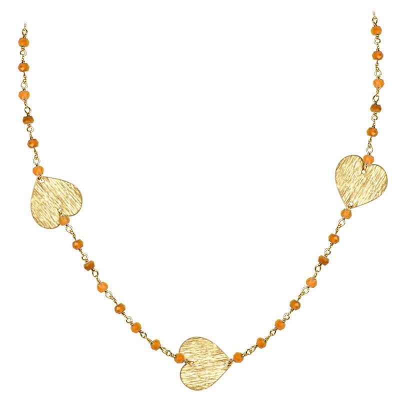 CHG-201-CN-18" 18K Gold Overlay Necklace With Carnelian Beads Bali Designs Inc 