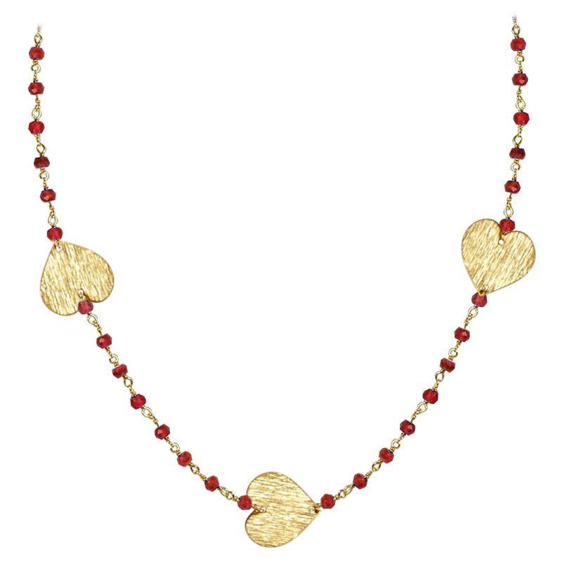 CHG-201-GA-18" 18K Gold Overlay Necklace With Garnet Beads Bali Designs Inc 